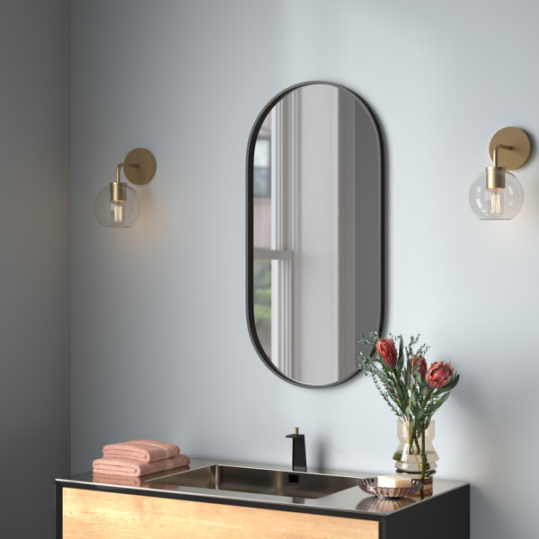 Willa Arlo Interiors Destefano Oval Pill-Shaped Metal Mirror